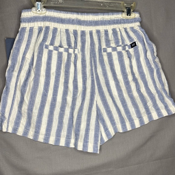 Gap Lightweight Linen Shorts White Blue English Manor Stripes Drawstring Size M - Picture 4 of 12